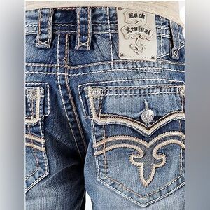 Rock Revival Men's Joshua Relaxed Straight Blue Denim Jeans
